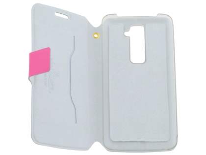 Slim Genuine Leather Portfolio Case for LG G2 - Pink