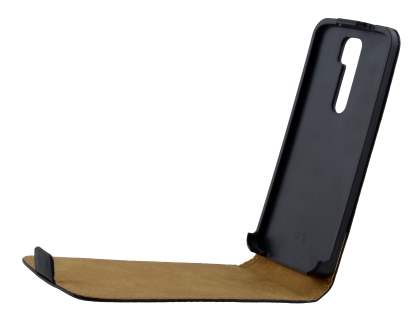 Slim Genuine Leather Flip Case for LG G2 - Classic Black
