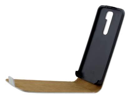 Slim Genuine Leather Flip Case for LG G2 - Pearl White