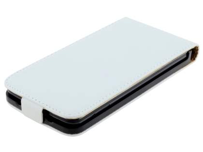 Slim Genuine Leather Flip Case for LG G2 - Pearl White
