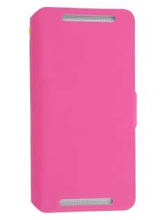 Slim Genuine Leather Portfolio Case for HTC One Max - Pink