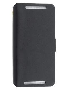 Slim Genuine Leather Portfolio Case for HTC One Max - Classic Black