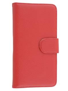 Synthetic Leather Wallet Case with Stand for HTC One Max - Red