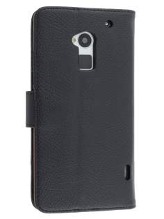 Synthetic Leather Wallet Case with Stand for HTC One Max - Classic Black Leather Wallet Case