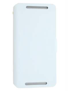 Slim Genuine Leather Portfolio Case for HTC One Max - Pearl White
