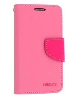 Mercury Goospery Colour Fancy Diary Case with Stand for Samsung Galaxy S4 Mini - Pink/Hot Pink Leather Wallet Case