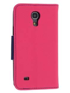 Mercury Goospery Colour Fancy Diary Case with Stand for Samsung Galaxy S4 Mini - Hot Pink/Navy