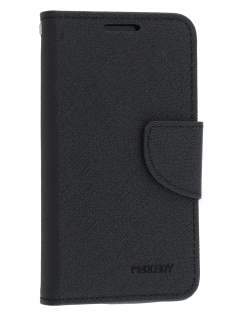 Mercury Goospery Colour Fancy Diary Case with Stand for Samsung Galaxy S4 Mini - Classic Black Leather Wallet Case