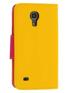 Mercury Goospery Colour Fancy Diary Case with Stand for Samsung Galaxy S4 Mini - Yellow/Hot Pink