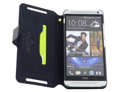 Slim Genuine Leather Portfolio Case for HTC One Max - Classic Black