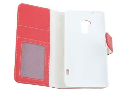 Synthetic Leather Wallet Case with Stand for HTC One Max - Red