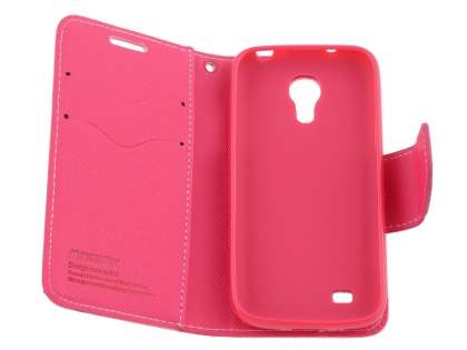 Mercury Goospery Colour Fancy Diary Case with Stand for Samsung Galaxy S4 Mini - Pink/Hot Pink