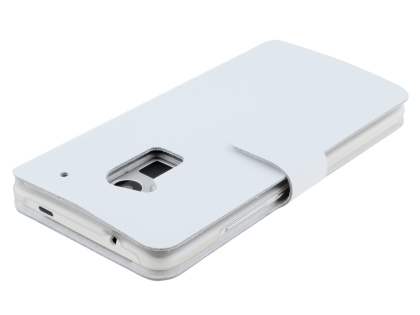 Slim Genuine Leather Portfolio Case for HTC One Max - Pearl White