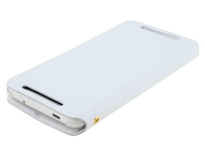 Slim Genuine Leather Portfolio Case for HTC One Max - Pearl White