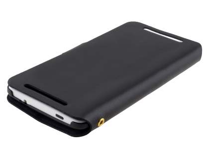 Slim Genuine Leather Portfolio Case for HTC One Max - Classic Black