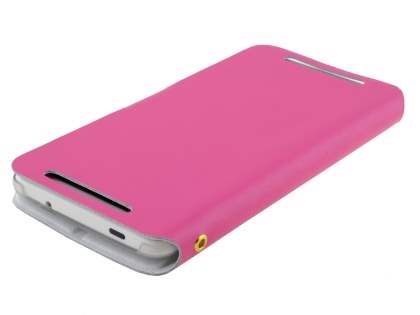 Slim Genuine Leather Portfolio Case for HTC One Max - Pink