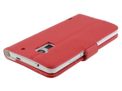 Synthetic Leather Wallet Case with Stand for HTC One Max - Red