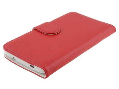 Synthetic Leather Wallet Case with Stand for HTC One Max - Red