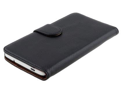 Synthetic Leather Wallet Case with Stand for HTC One Max - Classic Black