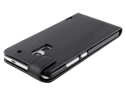 Synthetic Leather Flip Case for HTC One Max - Classic Black