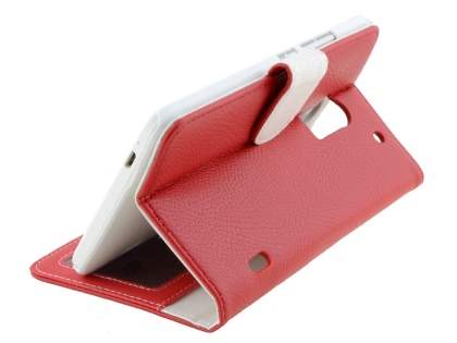 Synthetic Leather Wallet Case with Stand for HTC One Max - Red