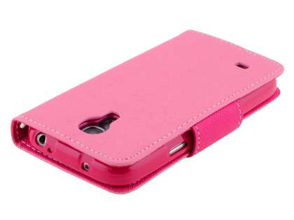 Mercury Goospery Colour Fancy Diary Case with Stand for Samsung Galaxy S4 Mini - Pink/Hot Pink