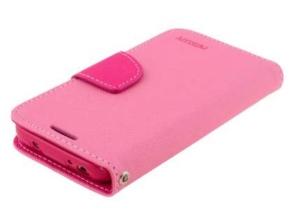 Mercury Goospery Colour Fancy Diary Case with Stand for Samsung Galaxy S4 Mini - Pink/Hot Pink