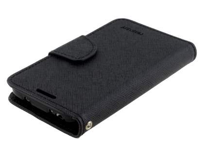 Mercury Goospery Colour Fancy Diary Case with Stand for Samsung Galaxy S4 Mini - Classic Black