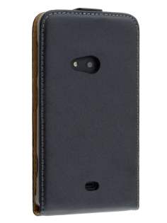 Slim Genuine Leather Flip Case for Nokia Lumia 625 - Classic Black Slim Genuine Leather Flip Case for Nokia Lumia 625 - Classic Black