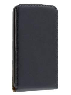 Slim Genuine Leather Flip Case for Nokia Lumia 625 - Classic Black