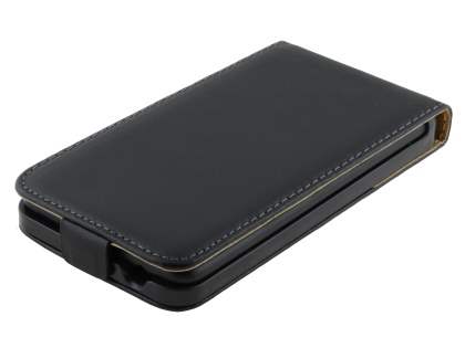 Slim Genuine Leather Flip Case for Nokia Lumia 625 - Classic Black