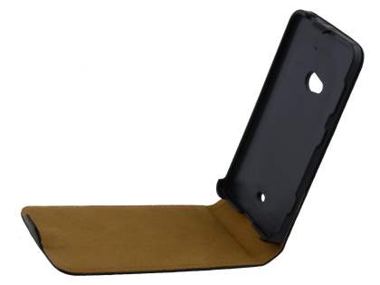 Slim Genuine Leather Flip Case for Nokia Lumia 625 - Classic Black