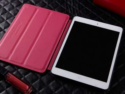 TS-CASE crocodile pattern Genuine Leather Smart Flip Case for iPad Air 1st Gen - Pink