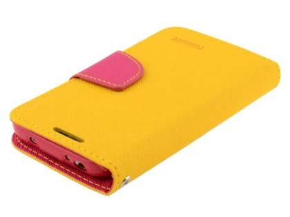 Mercury Goospery Colour Fancy Diary Case with Stand for Samsung Galaxy S4 Mini - Yellow/Hot Pink