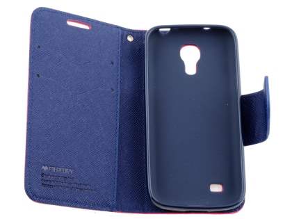 Mercury Goospery Colour Fancy Diary Case with Stand for Samsung Galaxy S4 Mini - Hot Pink/Navy