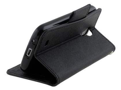Mercury Goospery Colour Fancy Diary Case with Stand for Samsung Galaxy S4 Mini - Classic Black