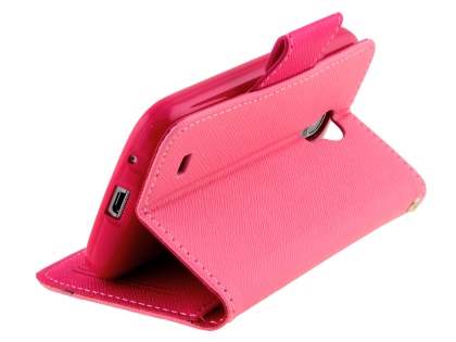 Mercury Goospery Colour Fancy Diary Case with Stand for Samsung Galaxy S4 Mini - Pink/Hot Pink
