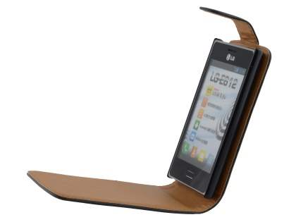 Synthetic Leather Flip Case for LG Optimus L5 E610 - Black