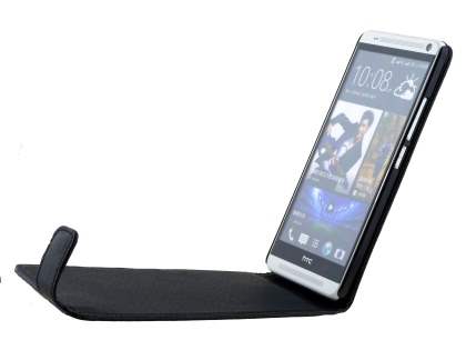 Synthetic Leather Flip Case for HTC One Max - Classic Black