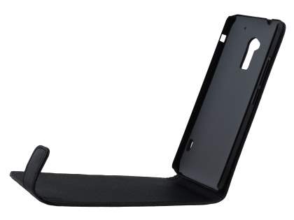 Synthetic Leather Flip Case for HTC One Max - Classic Black
