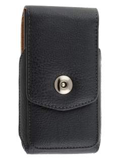 Textured Synthetic Leather Vertical Belt Pouch with Buckle - Mobile Only - Belt Pouch