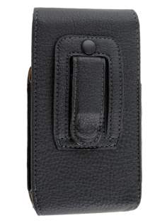 Textured Synthetic Leather Vertical Belt Pouch with Buckle - Mobile Only