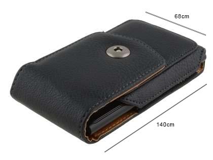 Textured Synthetic Leather Vertical Belt Pouch with Buckle - Mobile Only
