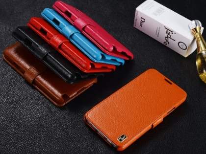 k-cool Slim Genuine Leather Wallet Case for Samsung Galaxy Note 3 - Blue