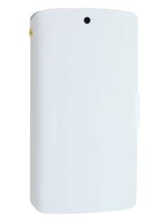 Slim Genuine Leather Portfolio Case for LG Google Nexus 5 - Pearl White