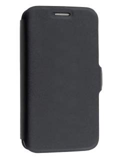 Slim Genuine Leather Portfolio Case for Samsung Galaxy Ace 3 - Classic Black