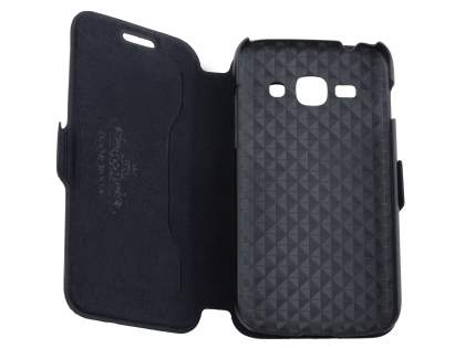 Slim Genuine Leather Portfolio Case for Samsung Galaxy Ace 3 - Classic Black