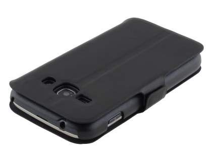 Slim Genuine Leather Portfolio Case for Samsung Galaxy Ace 3 - Classic Black