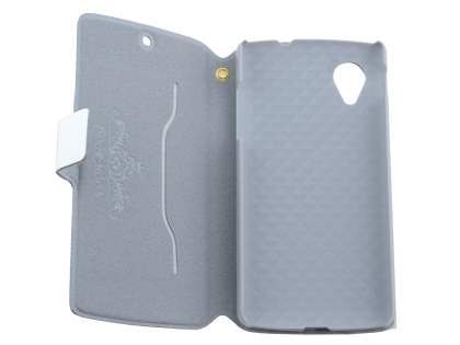 Slim Genuine Leather Portfolio Case for LG Google Nexus 5 - Pearl White
