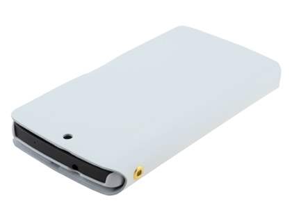 Slim Genuine Leather Portfolio Case for LG Google Nexus 5 - Pearl White